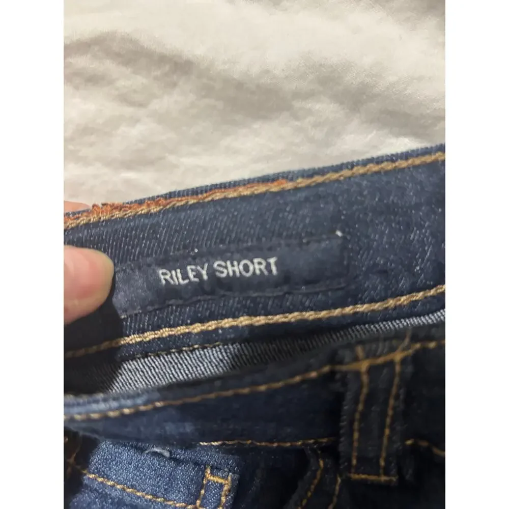 Lucky brand 10 dark blue denim cuffed shorts adjustable waistband nwt